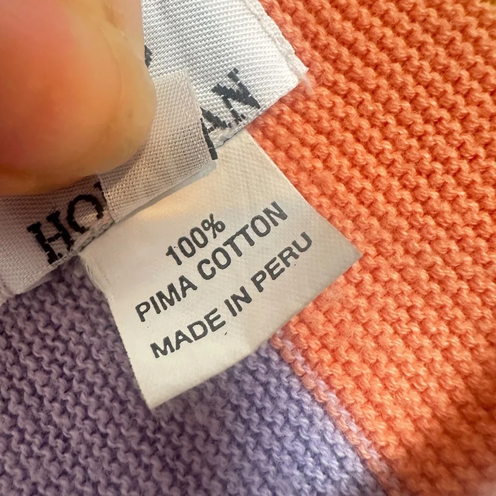 Maus & Hoffman Sweater XL Pima Cotton Vertical Rainbow Stripe Crewneck Multi VTG